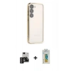 MARSİLYAN™- Galaxy S24 Kılıf Vadi Minimal - Siyah Polymer Nano Ekran Koruyucu + PVD Metal Kamera Lens - DNMR