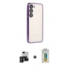MARSİLYAN™- Galaxy S24 Kılıf Vadi Minimal - Siyah Polymer Nano Ekran Koruyucu + PVD Metal Kamera Lens - DNMR