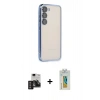 MARSİLYAN™- Galaxy S24 Kılıf Vadi Minimal - Siyah Polymer Nano Ekran Koruyucu + PVD Metal Kamera Lens - DNMR