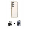 MARSİLYAN™- Galaxy S24 Kılıf Vadi Minimal - Siyah Vanessa Magic Cam + Derin Mor PVD Metal Kamera Lens