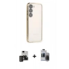 MARSİLYAN™- Galaxy S24 Kılıf Vadi Minimal - Siyah Vanessa Magic Hayalet Cam + PVD Metal Kamera Lens - GD