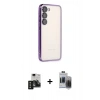 MARSİLYAN™- Galaxy S24 Kılıf Vadi Minimal - Siyah Vanessa Magic Hayalet Cam + PVD Metal Kamera Lens - SH