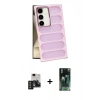 MARSİLYAN™- Galaxy S24 Kılıf Yadigar Doku Özel Seri - Şeffaf 360 Full Body Arka Koruyucu + PVD Metal Kamera Lens - TNGI