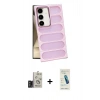 MARSİLYAN™- Galaxy S24 Kılıf Yadigar Doku Özel Seri - Şeffaf Pasifik Cam Ekran Koruyucu + Bilvis Titan Kamera Lens - TMGI