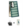 MARSİLYAN™- Galaxy S24 Kılıf Yadigar Doku Özel Seri - Şeffaf Pasifik Cam Ekran Koruyucu + Kamera Lens Koruma Cam - SF