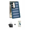 MARSİLYAN™- Galaxy S24 Kılıf Yadigar Doku Özel Seri - Şeffaf Pasifik Cam Ekran Koruyucu + Kamera Lens Koruma Cam - SF