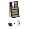 MARSİLYAN™- Galaxy S24 Kılıf Yadigar Doku Özel Seri - Şeffaf Pasifik Cam Ekran Koruyucu + Kamera Lens Koruma Cam - SF