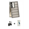 MARSİLYAN™- Galaxy S24 Kılıf Yadigar Doku Özel Seri - Şeffaf Pasifik Cam Ekran Koruyucu + PVD Metal Kamera Lens - SH