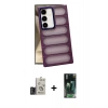 MARSİLYAN™- Galaxy S24 Kılıf Yadigar Doku Özel Seri - Siyah 360 Mat Full Body Arka Koruyucu + Bilvis Titan Kamera Lens - TMGI