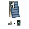MARSİLYAN™- Galaxy S24 Kılıf Yadigar Doku Özel Seri - Siyah 360 Mat Full Body Arka Koruyucu + Bilvis Titan Kamera Lens - GD