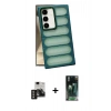MARSİLYAN™- Galaxy S24 Kılıf Yadigar Doku Özel Seri - Siyah 360 Mat Full Body Arka Koruyucu + PVD Metal Kamera Lens - GD