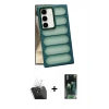 MARSİLYAN™- Galaxy S24 Kılıf Yadigar Doku Özel Seri - Siyah 360 Mat Full Body Arka Koruyucu + Kamera Lens Koruma Cam - SF