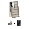 MARSİLYAN™- Galaxy S24 Kılıf Yadigar Doku Özel Seri - Siyah 3D Antistatik Hayalet Cam Ekran Koruyucu + Bilvis Titan Kamera Lens - GD