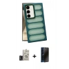 MARSİLYAN™- Galaxy S24 Kılıf Yadigar Doku Özel Seri - Siyah 3D Antistatik Hayalet Cam Ekran Koruyucu + Bilvis Titan Kamera Lens - TMGI