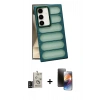 MARSİLYAN™- Galaxy S24 Kılıf Yadigar Doku Özel Seri - Siyah 3D Antistatik Mat Seramik Nano Ekran Koruyucu + Bilvis Titan Kamera Lens - SH
