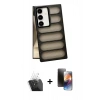 MARSİLYAN™- Galaxy S24 Kılıf Yadigar Doku Özel Seri - Siyah 3D Antistatik Mat Seramik Nano Ekran Koruyucu + Kamera Lens Koruma Cam - SF