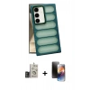 MARSİLYAN™- Galaxy S24 Kılıf Yadigar Doku Özel Seri - Siyah 3D Antistatik Mat Seramik Nano Ekran Koruyucu + Bilvis Titan Kamera Lens - GD