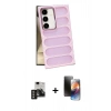 MARSİLYAN™- Galaxy S24 Kılıf Yadigar Doku Özel Seri - Siyah 3D Antistatik Mat Seramik Nano Ekran Koruyucu + PVD Metal Kamera Lens - GD