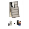 MARSİLYAN™- Galaxy S24 Kılıf Yadigar Doku Özel Seri - Siyah 3D Antistatik Mat Seramik Nano Ekran Koruyucu + Bilvis Titan Kamera Lens - SH
