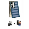 MARSİLYAN™- Galaxy S24 Kılıf Yadigar Doku Özel Seri - Siyah 3D Antistatik Mat Seramik Nano Ekran Koruyucu + PVD Metal Kamera Lens - TNGI