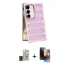 MARSİLYAN™- Galaxy S24 Kılıf Yadigar Doku Özel Seri - Siyah 3D Antistatik Mat Seramik Nano Ekran Koruyucu + Bilvis Titan Kamera Lens - SH