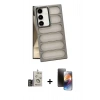 MARSİLYAN™- Galaxy S24 Kılıf Yadigar Doku Özel Seri - Siyah 3D Antistatik Mat Seramik Nano Ekran Koruyucu + Bilvis Titan Kamera Lens - GD