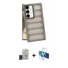 MARSİLYAN™- Galaxy S24 Kılıf Yadigar Doku Özel Seri - Siyah 3D Antistatik Seramik Nano Ekran Koruyucu + Bilvis Titan Kamera Lens - DNMR