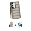 MARSİLYAN™- Galaxy S24 Kılıf Yadigar Doku Özel Seri - Siyah 3D Antistatik Seramik Nano Ekran Koruyucu + Bilvis Titan Kamera Lens - GD