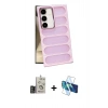MARSİLYAN™- Galaxy S24 Kılıf Yadigar Doku Özel Seri - Siyah 3D Antistatik Seramik Nano Ekran Koruyucu + Bilvis Titan Kamera Lens - GD
