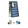MARSİLYAN™- Galaxy S24 Kılıf Yadigar Doku Özel Seri - Siyah 3D Antistatik Seramik Nano Ekran Koruyucu + Bilvis Titan Kamera Lens - GD