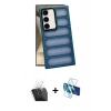 MARSİLYAN™- Galaxy S24 Kılıf Yadigar Doku Özel Seri - Siyah 3D Antistatik Seramik Nano Ekran Koruyucu + Kamera Lens Koruma Cam - SF