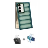 MARSİLYAN™- Galaxy S24 Kılıf Yadigar Doku Özel Seri - Siyah 3D Antistatik Seramik Nano Ekran Koruyucu + Kamera Lens Koruma Cam - SF