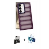 MARSİLYAN™- Galaxy S24 Kılıf Yadigar Doku Özel Seri - Siyah 3D Antistatik Seramik Nano Ekran Koruyucu + PVD Metal Kamera Lens - SH