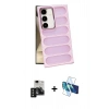 MARSİLYAN™- Galaxy S24 Kılıf Yadigar Doku Özel Seri - Siyah 3D Antistatik Seramik Nano Ekran Koruyucu + PVD Metal Kamera Lens - SH