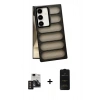 MARSİLYAN™- Galaxy S24 Kılıf Yadigar Doku Özel Seri - Siyah 6D Antistatik Mat Seramik Hayalet Nano Ekran Koruyucu + PVD Metal Kamera Lens - TNGI