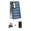MARSİLYAN™- Galaxy S24 Kılıf Yadigar Doku Özel Seri - Siyah 6D Antistatik Mat Seramik Hayalet Nano Ekran Koruyucu + PVD Metal Kamera Lens - TNGI