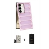 MARSİLYAN™- Galaxy S24 Kılıf Yadigar Doku Özel Seri - Siyah 6D Antistatik Mat Seramik Hayalet Nano Ekran Koruyucu + Bilvis Titan Kamera Lens - TMGI