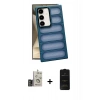 MARSİLYAN™- Galaxy S24 Kılıf Yadigar Doku Özel Seri - Siyah 6D Antistatik Mat Seramik Hayalet Nano Ekran Koruyucu + Bilvis Titan Kamera Lens - GD