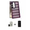 MARSİLYAN™- Galaxy S24 Kılıf Yadigar Doku Özel Seri - Siyah 6D Antistatik Mat Seramik Hayalet Nano Ekran Koruyucu + Siyah Bilvis Titan Kamera Lens