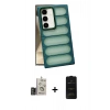 MARSİLYAN™- Galaxy S24 Kılıf Yadigar Doku Özel Seri - Siyah 6D Antistatik Mat Seramik Hayalet Nano Ekran Koruyucu + Bilvis Titan Kamera Lens - GD