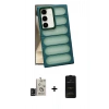 MARSİLYAN™- Galaxy S24 Kılıf Yadigar Doku Özel Seri - Siyah 6D Antistatik Mat Seramik Hayalet Nano Ekran Koruyucu + Siyah Bilvis Titan Kamera Lens