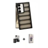 MARSİLYAN™- Galaxy S24 Kılıf Yadigar Doku Özel Seri - Siyah Bilvis 3D Cam Ekran Koruyucu + PVD Metal Kamera Lens - TNGI