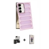 MARSİLYAN™- Galaxy S24 Kılıf Yadigar Doku Özel Seri - Siyah Bilvis 3D Cam Ekran Koruyucu + PVD Metal Kamera Lens - TNGI