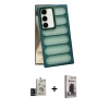 MARSİLYAN™- Galaxy S24 Kılıf Yadigar Doku Özel Seri - Siyah Bilvis Hayalet Cam Ekran Koruyucu + Bilvis Titan Kamera Lens - SH