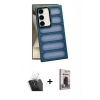 MARSİLYAN™- Galaxy S24 Kılıf Yadigar Doku Özel Seri - Siyah Bilvis Hayalet Cam Ekran Koruyucu + Kamera Lens Koruma Cam - SF