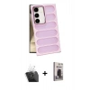 MARSİLYAN™- Galaxy S24 Kılıf Yadigar Doku Özel Seri - Siyah Bilvis Hayalet Cam Ekran Koruyucu + Kamera Lens Koruma Cam - SF