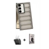 MARSİLYAN™- Galaxy S24 Kılıf Yadigar Doku Özel Seri - Siyah Bilvis Hayalet Cam Ekran Koruyucu + Kamera Lens Koruma Cam - SF