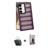 MARSİLYAN™- Galaxy S24 Kılıf Yadigar Doku Özel Seri - Siyah Bilvis Hayalet Cam Ekran Koruyucu + Kamera Lens Koruma Cam - SF