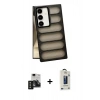 MARSİLYAN™- Galaxy S24 Kılıf Yadigar Doku Özel Seri - Siyah Bilvis Hayalet Cam Ekran Koruyucu + PVD Metal Kamera Lens - SH