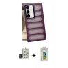 MARSİLYAN™- Galaxy S24 Kılıf Yadigar Doku Özel Seri - Siyah Polymer Nano Ekran Koruyucu + Bilvis Titan Kamera Lens - GD